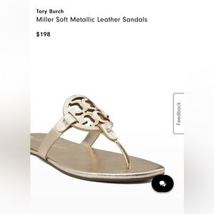 Brand new in box | size 7 | Tory Burch Miller sandals in Spark Gold